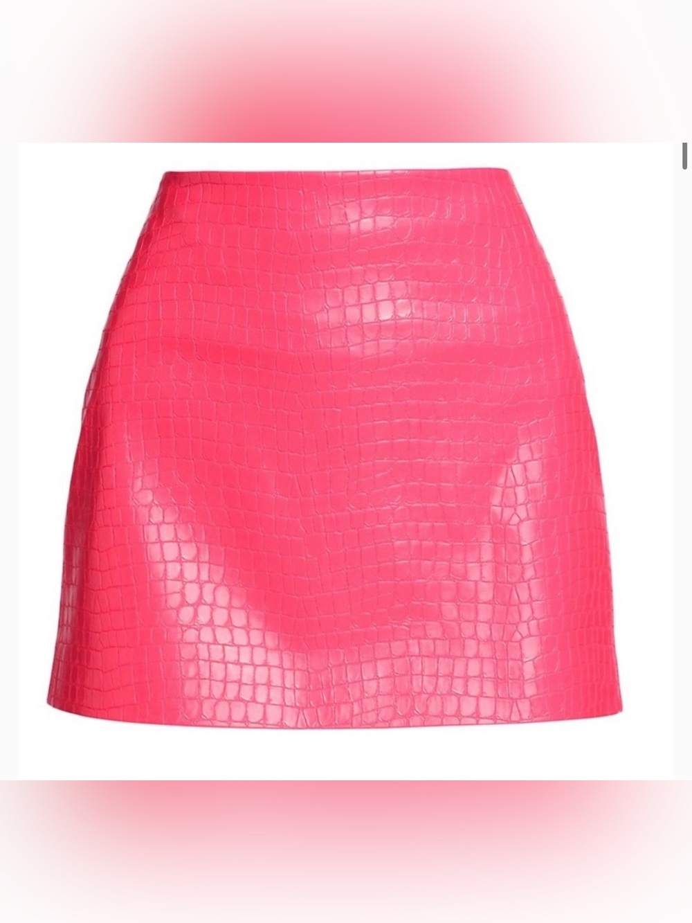 Alice+Olivia Wild Pink Elana Croc-Embossed Vegan Leather Skirt Size 6 - Picture 6 of 10